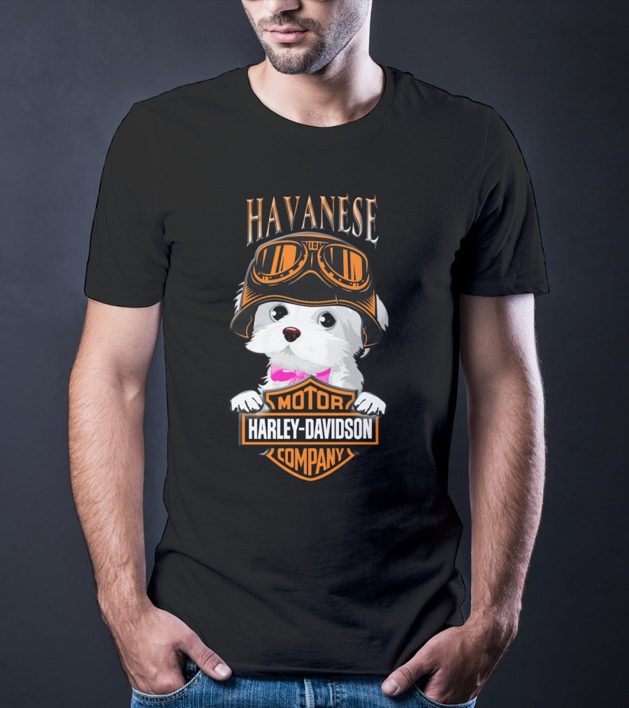 Havanese Harley Davidson Motor Company Dog With Goggles T-Shirt