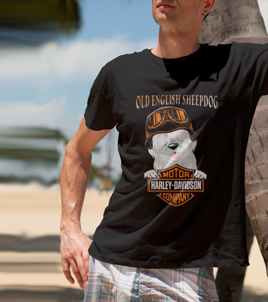 Old English Sheepdog Harley Davidson Motorcycle Company T-Shirt