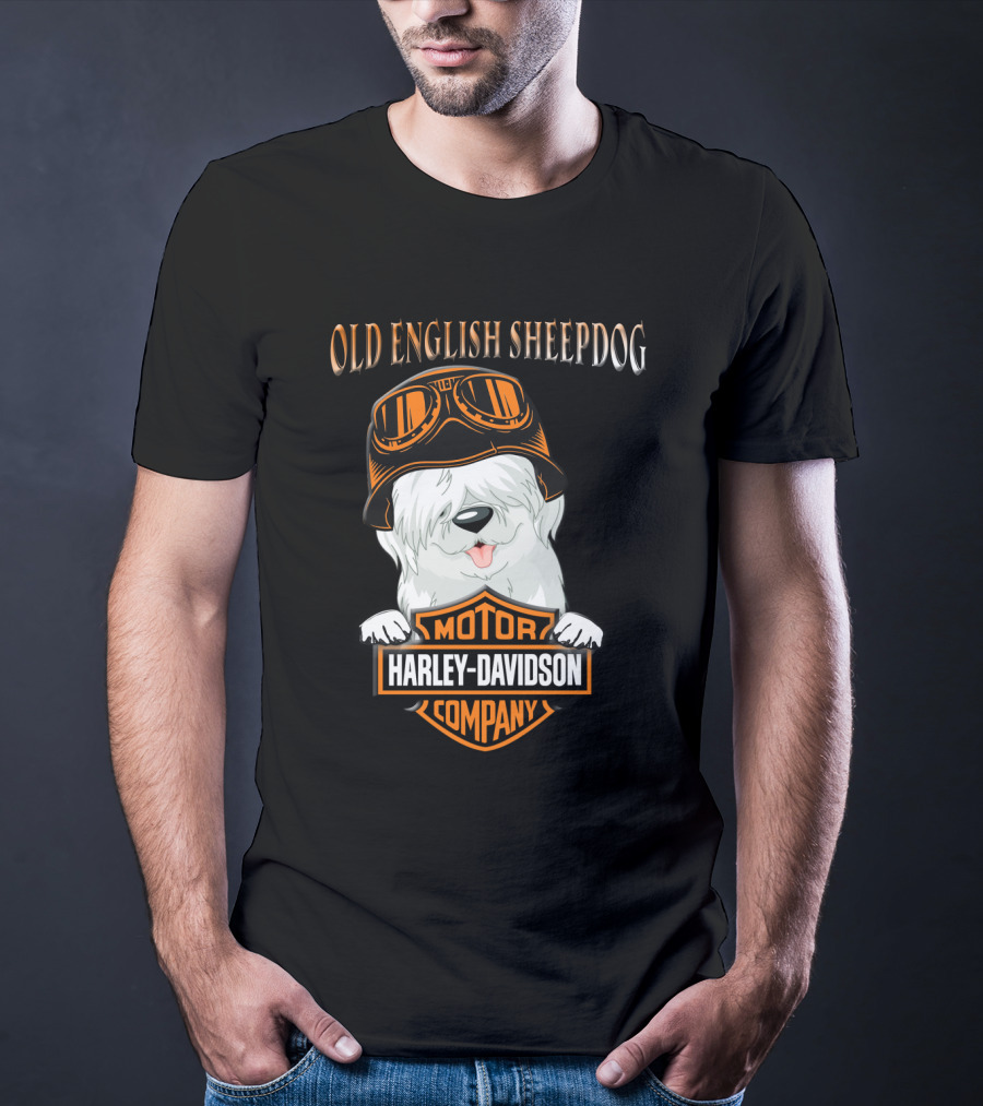 Old English Sheepdog Harley Davidson Motorcycle Company T-Shirt