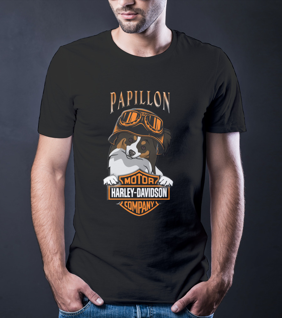 Papillon Harley Davidson Motor Company Dog Goggles T-Shirt