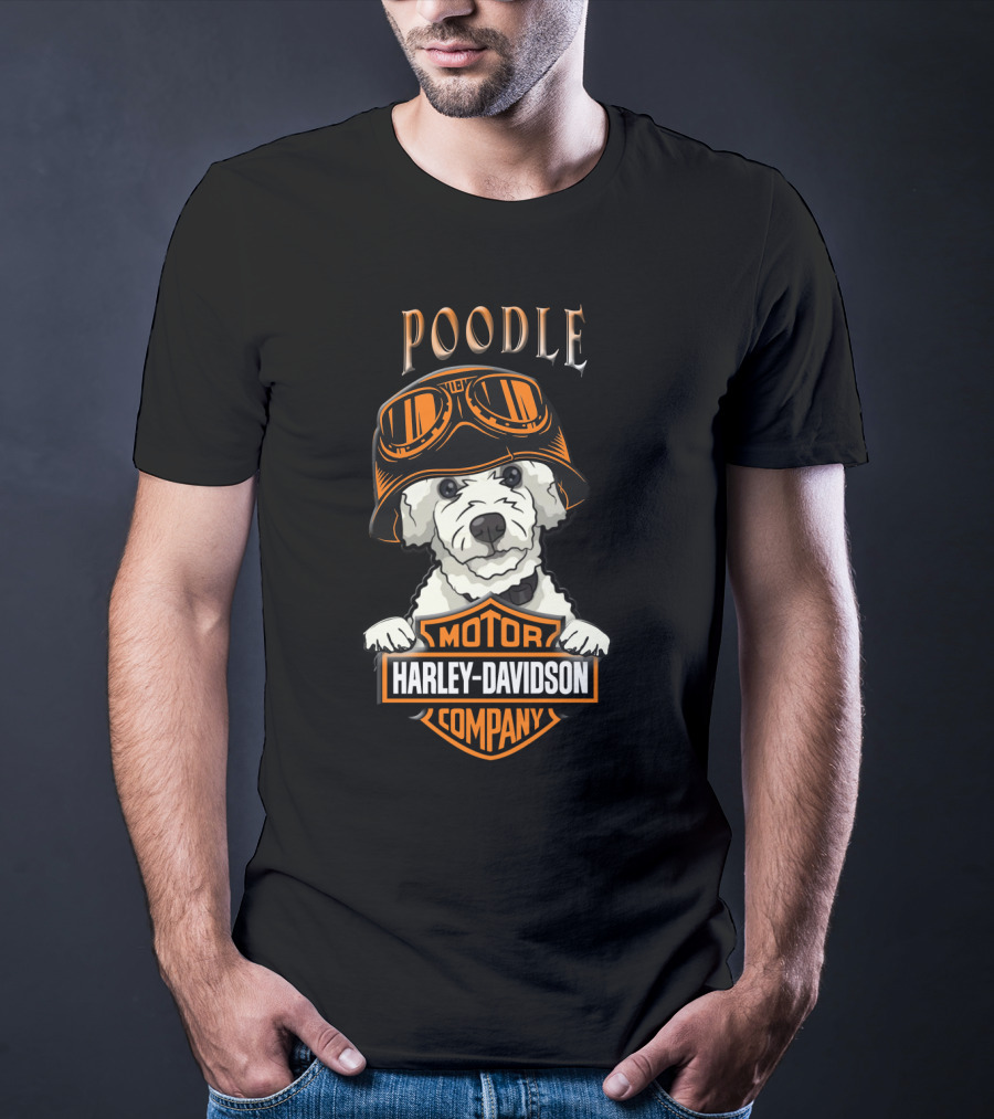 Poodle Harley Davidson Motorcycle Company Dog Helmet T-Shirt