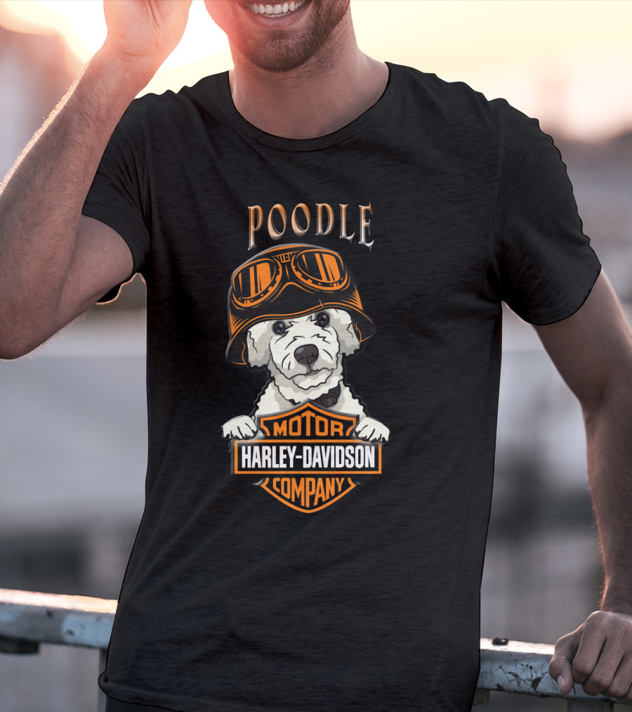 Poodle Harley Davidson Motorcycle Company Dog Helmet T-Shirt