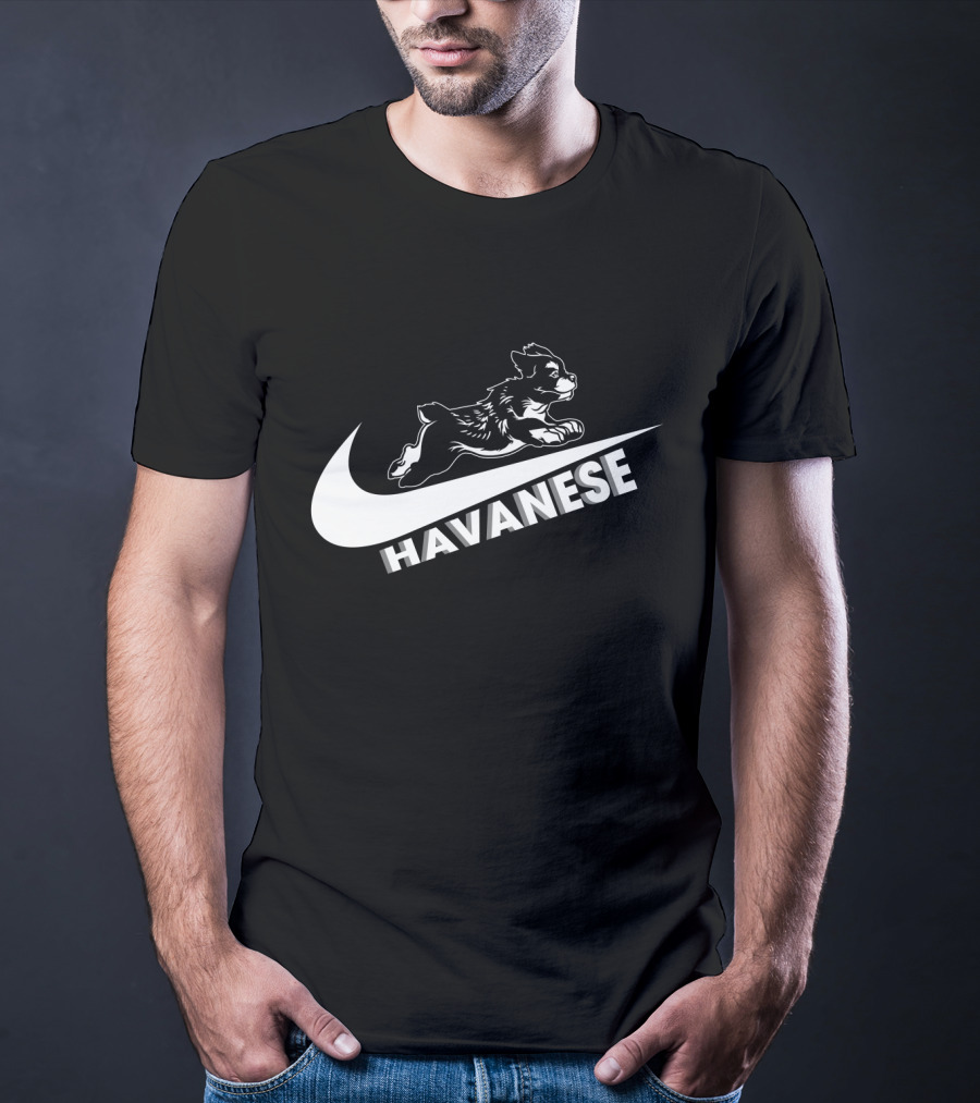Havanese Nike Dog Jumping Swoosh T-Shirt