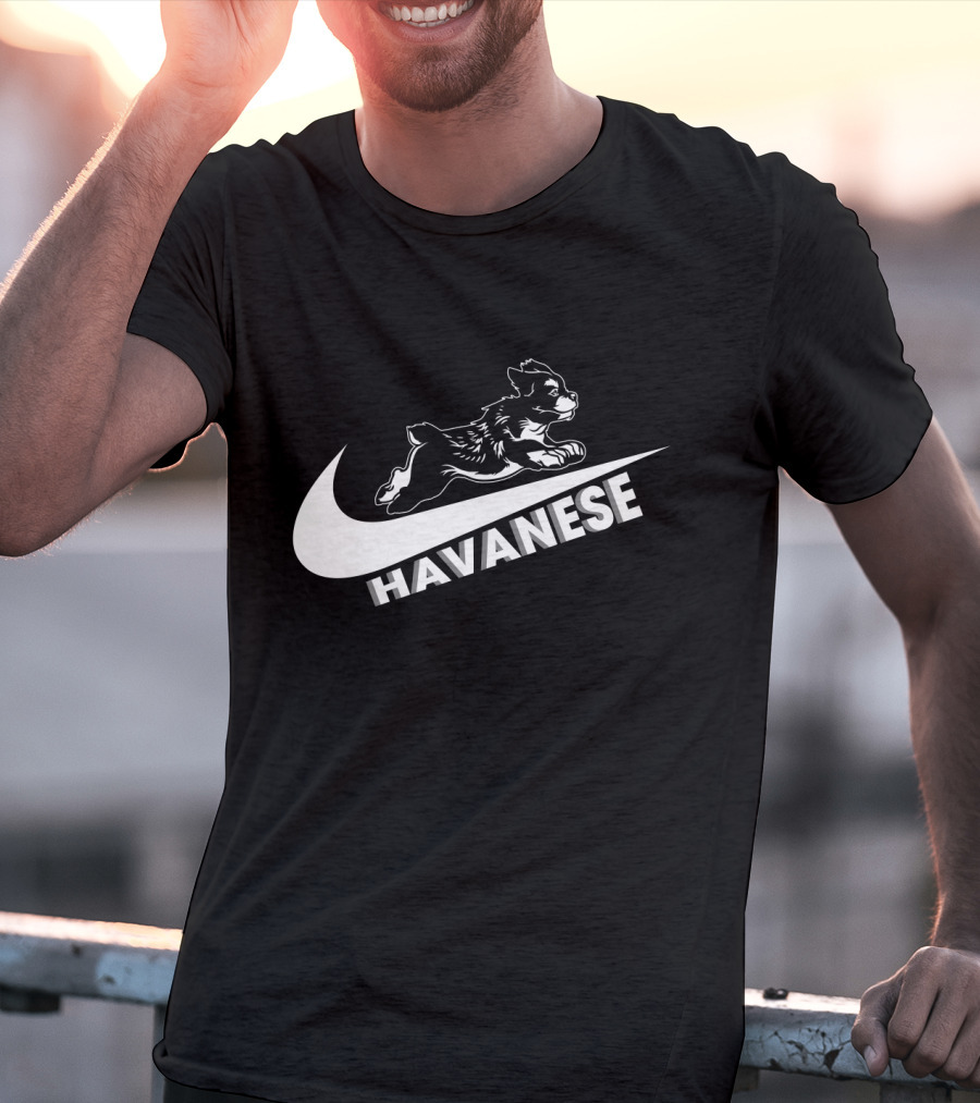 Havanese Nike Dog Jumping Swoosh T-Shirt