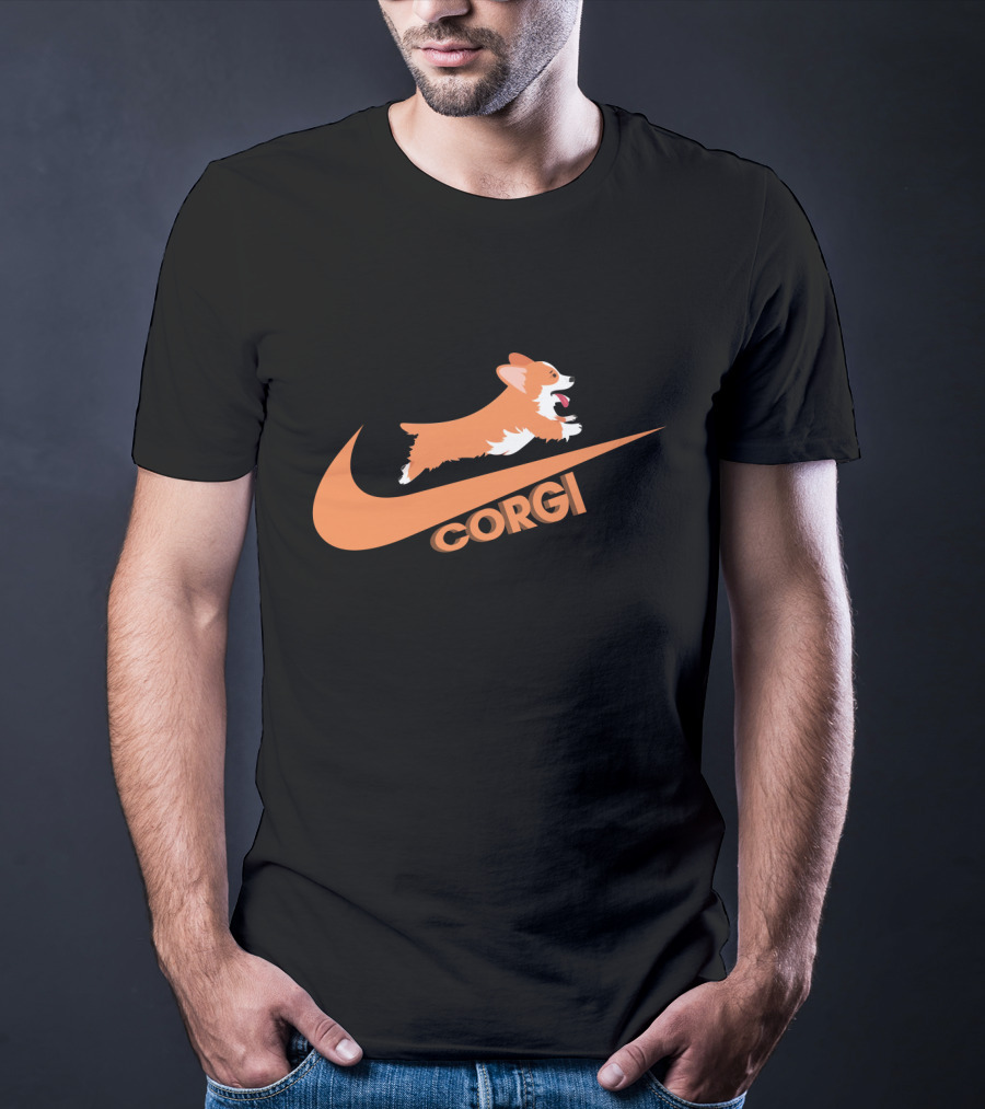 Corgi Jumping Nike Swoosh T-Shirt