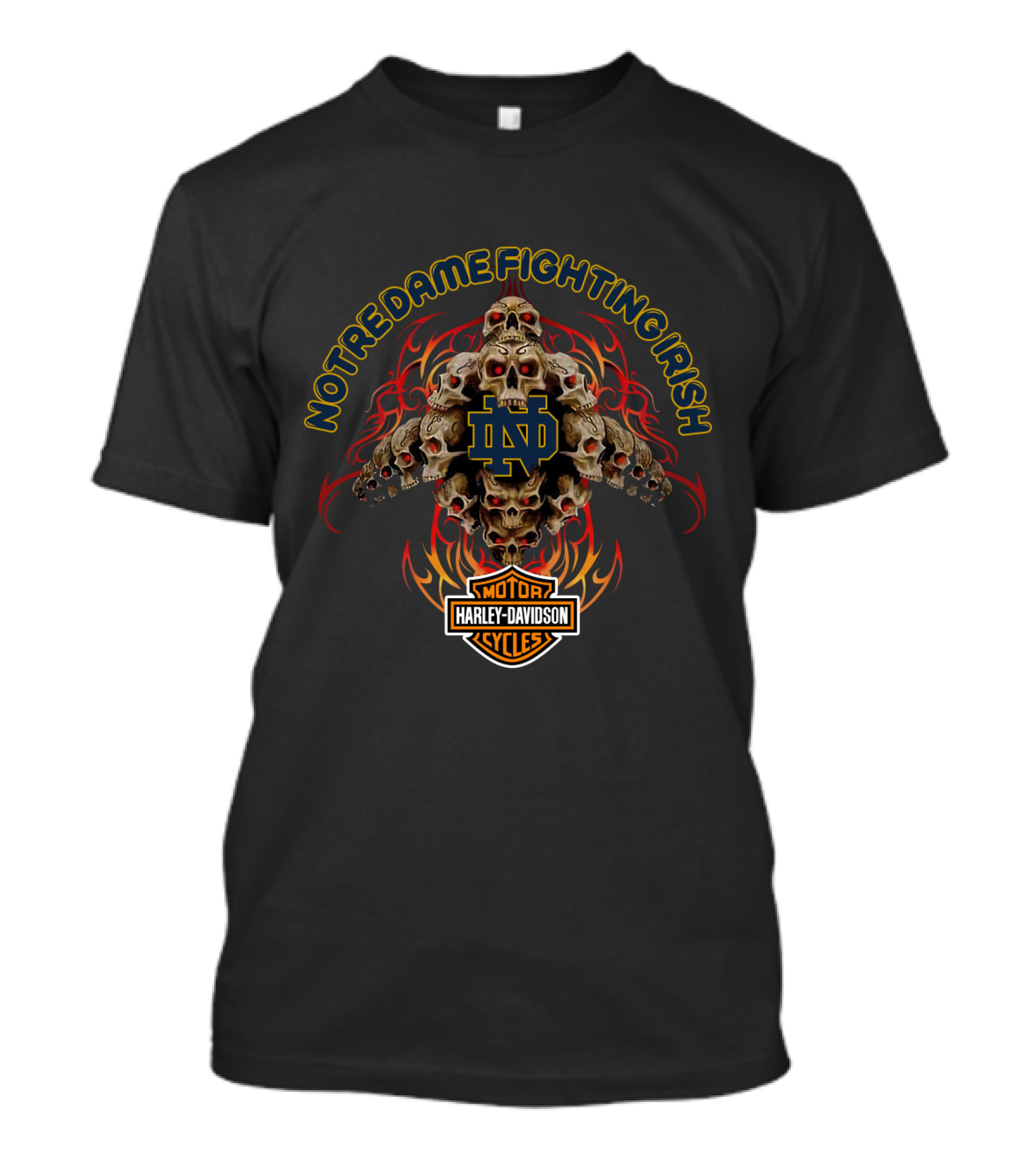 Notre Dame Fighting Irish Harley Davidson Skulls Nd T-Shirt