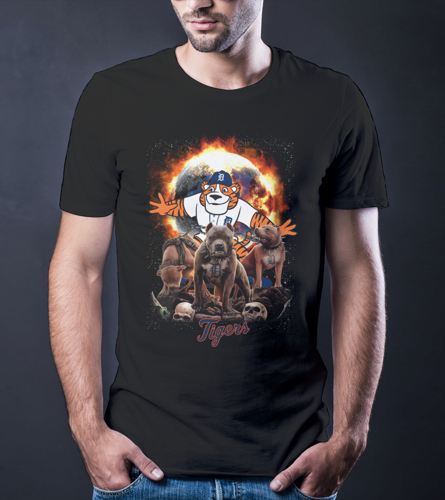 Tigers Dh 49 Detroit Bulldogs Skulls And Fire T-Shirt