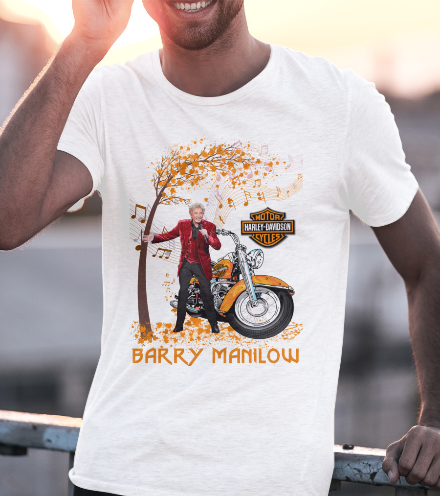 Barry Manilow Harley Davidson Motorcycle Musical Notes T-Shirt