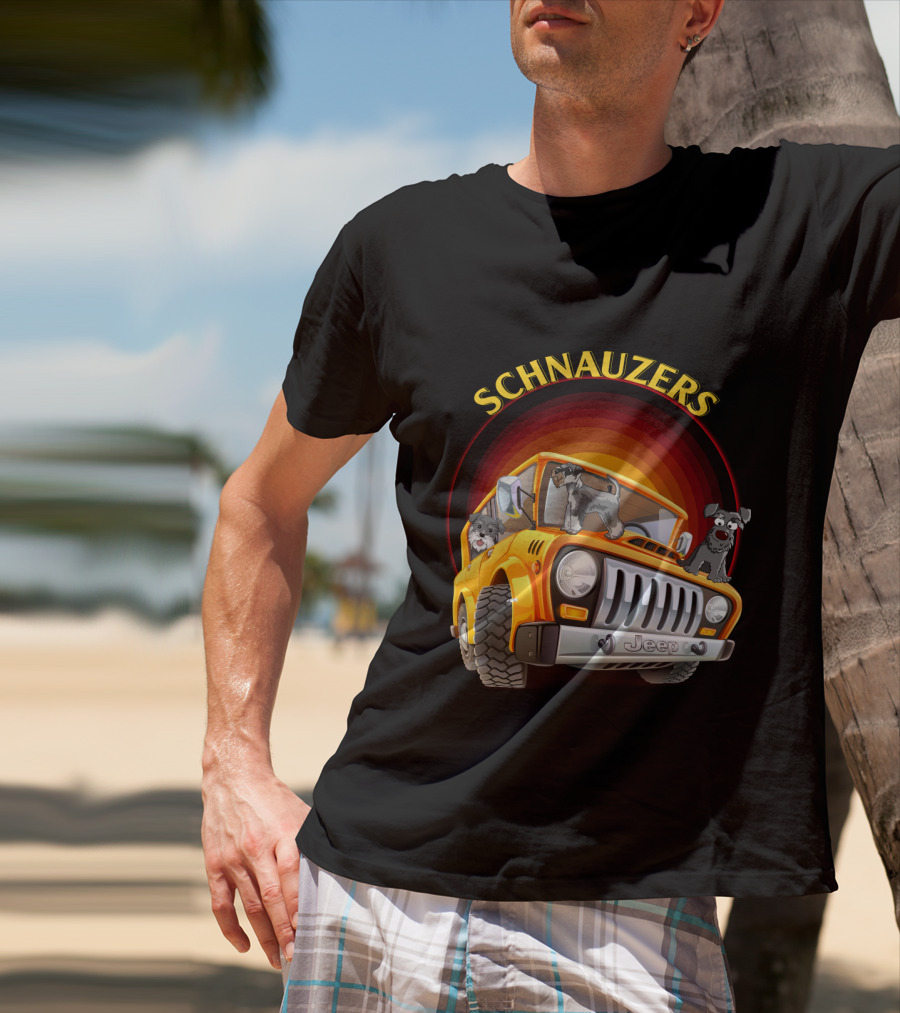 Schnauzers Jeep Adventure In Orange Cruiser T-Shirt