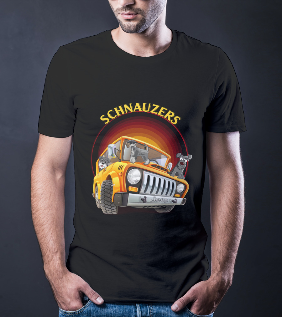 Schnauzers Jeep Adventure In Orange Cruiser T-Shirt