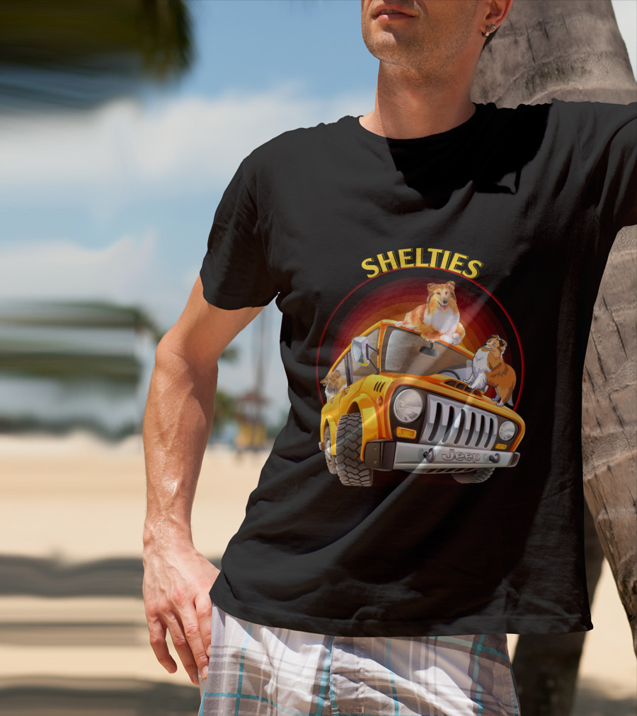 Shelties On Jeep Adventure Dh T-Shirt