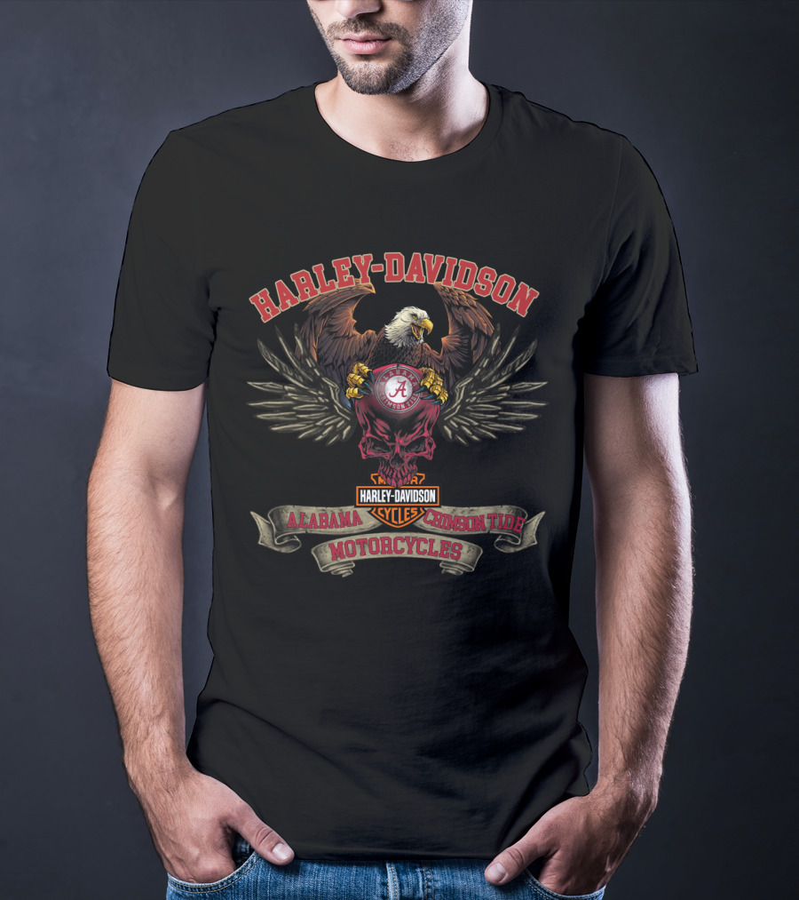Harley Davidson Alabama Crimson Tide Motorcycles Eagle T-Shirt