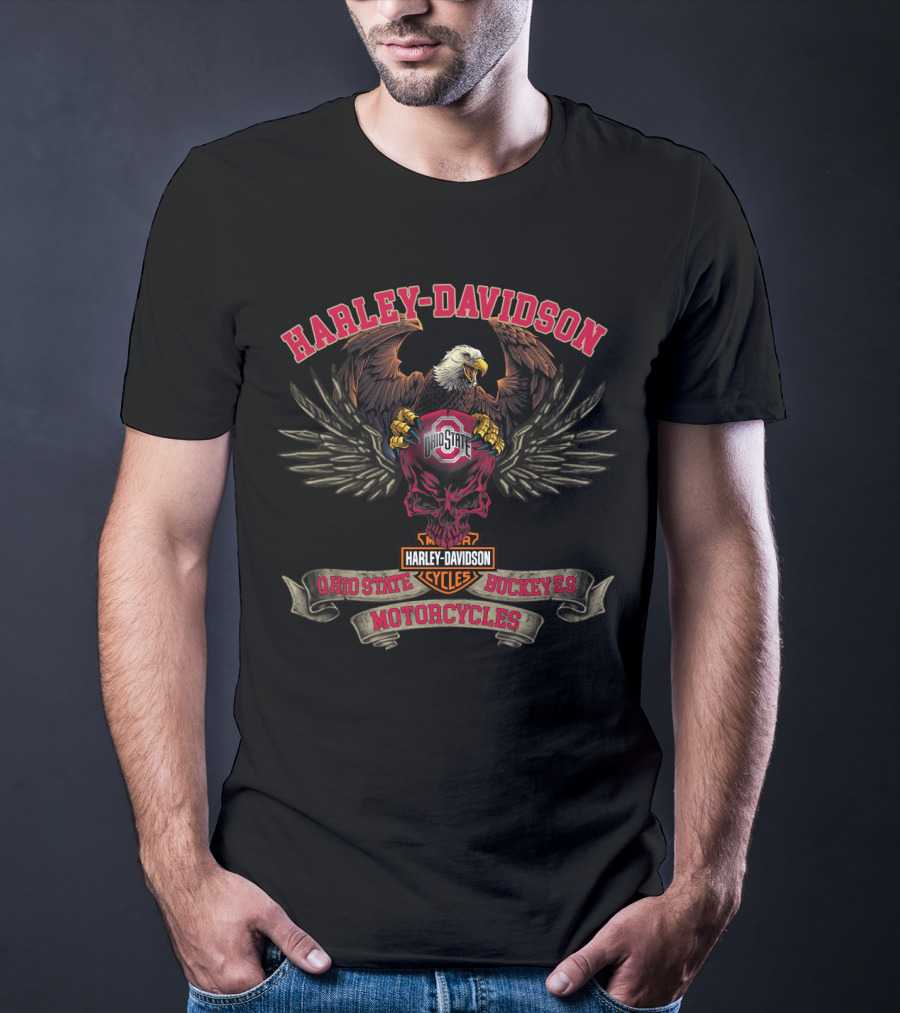 Harley Davidson Ohio State Buckeyes Motorcycles Eagle T-Shirt