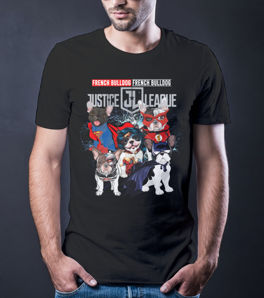 Justice League French Bulldog Superhero Characters DH 55 T-Shirt