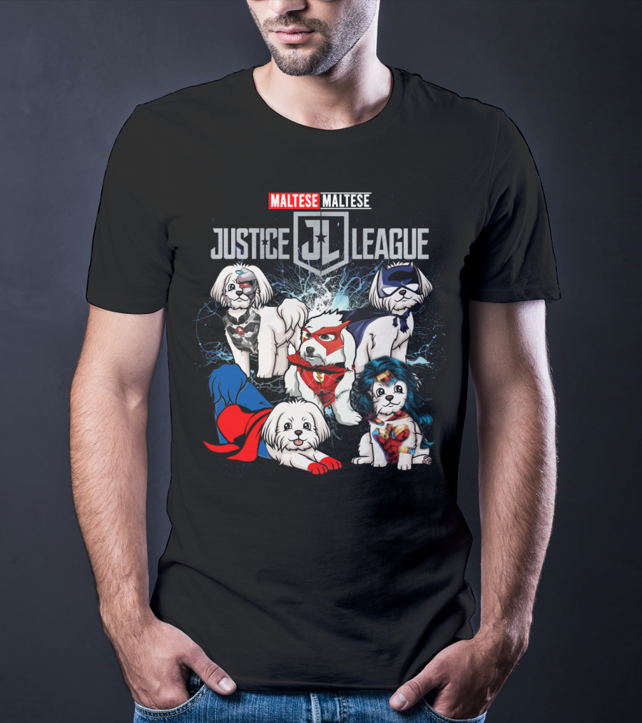 Justice League Maltese Jl Superhero Dogs T-Shirt