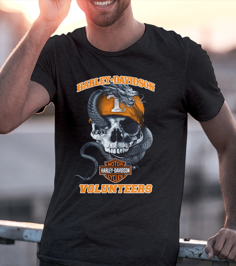 Harley Davidson Tennessee Volunteers Skull And Snake Motorcycles T-Shirt