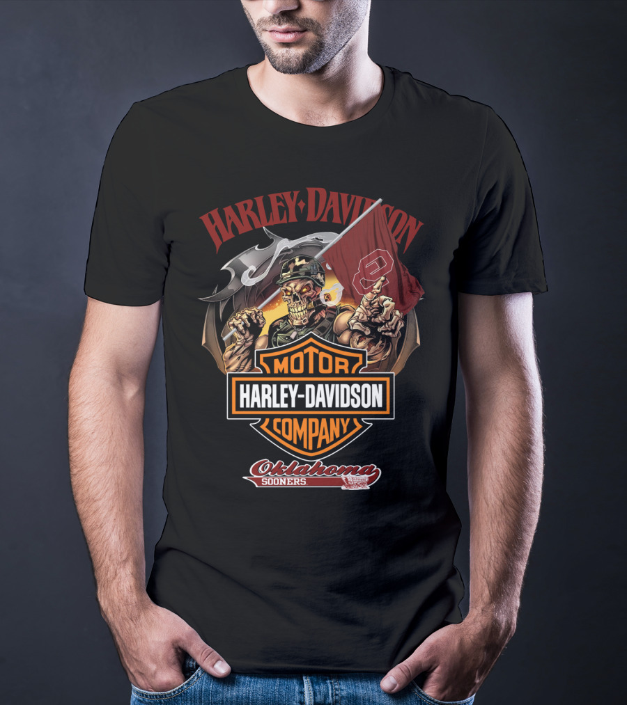 Harley Davidson Motor Company Oklahoma Sooners Skeleton Rider T-Shirt