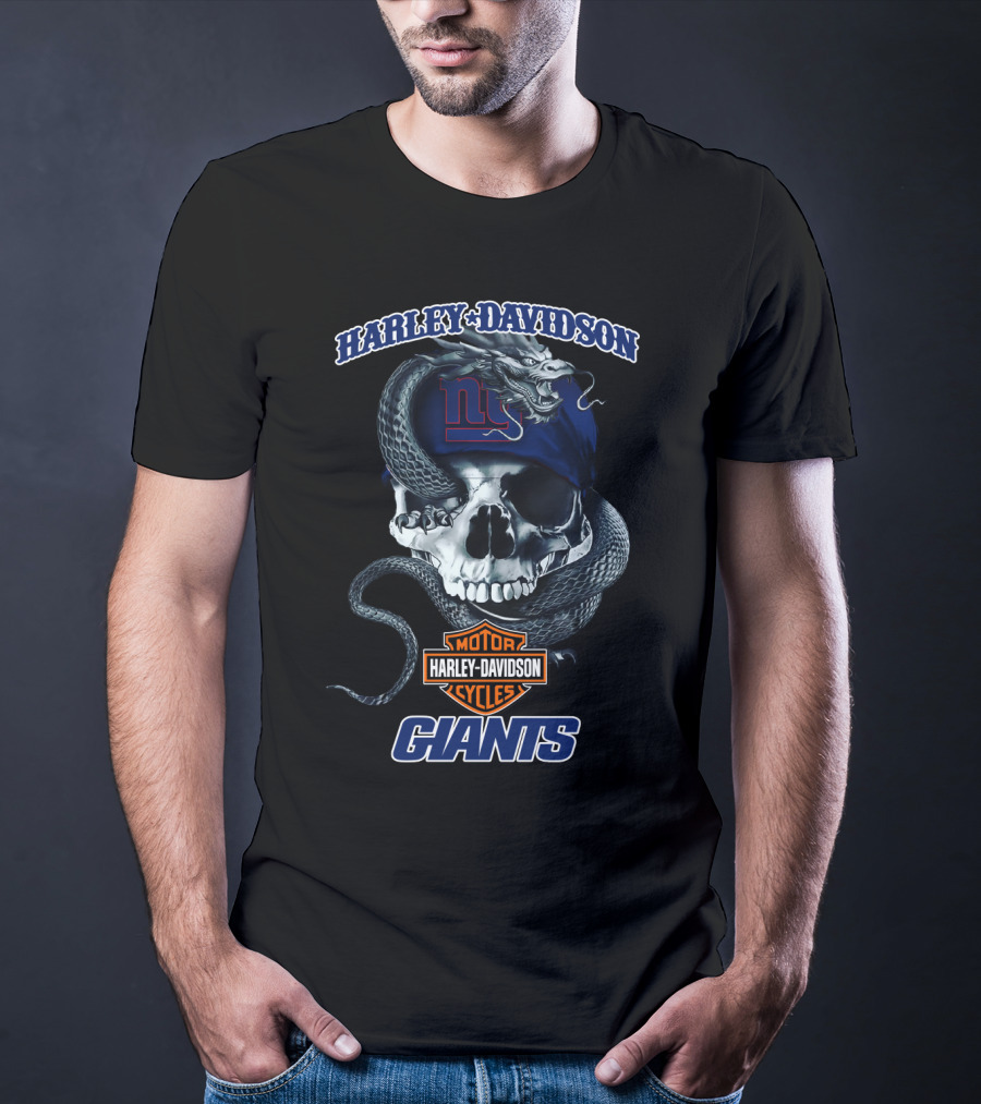 Harley Davidson Motor Cycles Giants Dh 68 Hd New York Giants T-Shirt