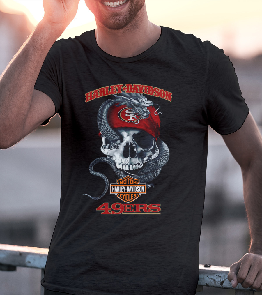 Harley Davidson San Francisco 49ers Sf Skull Snake T-Shirt