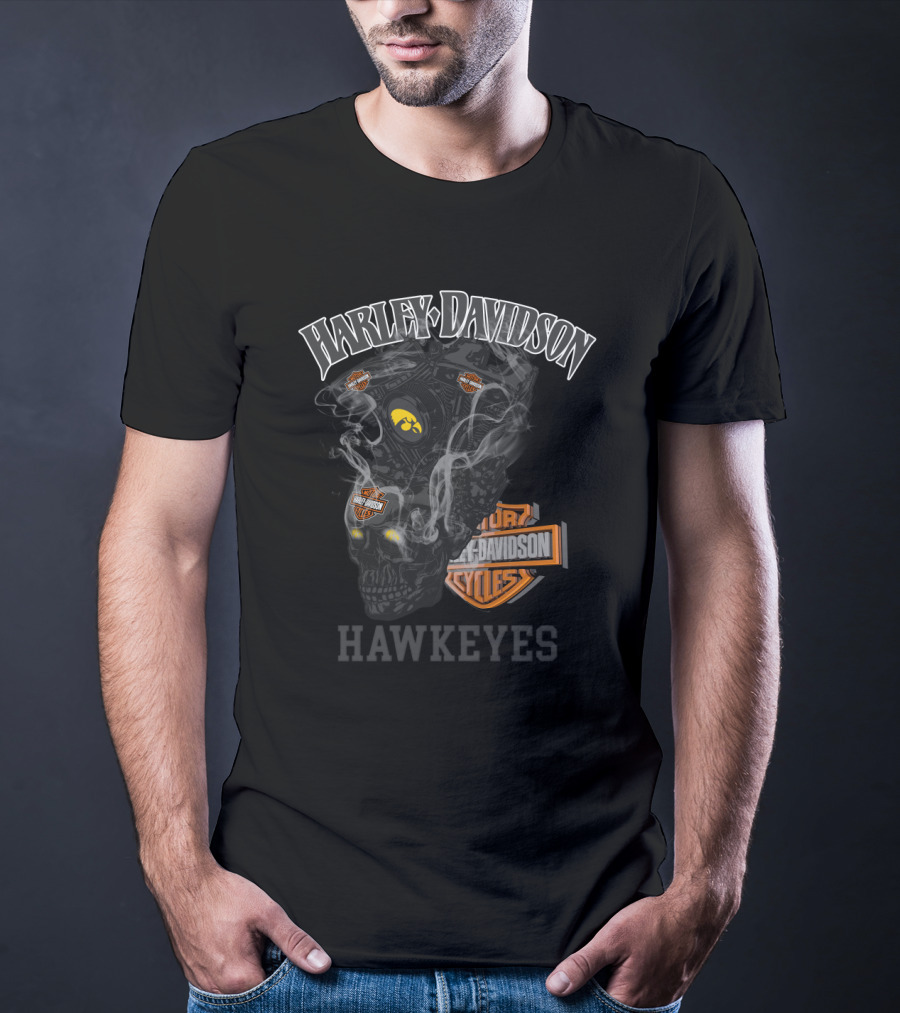 Harley Davidson Iowa Hawkeyes Skull Engine T-Shirt