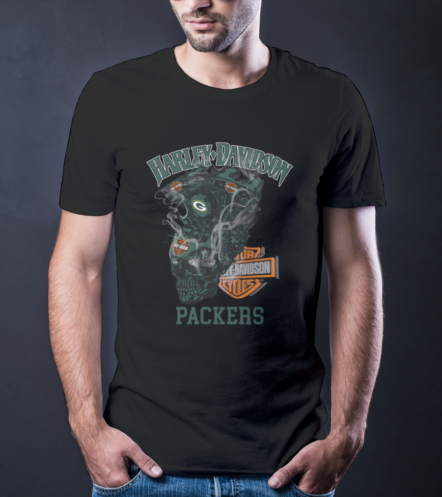 Harley Davidson Green Bay Packers Motorcycles T-Shirt