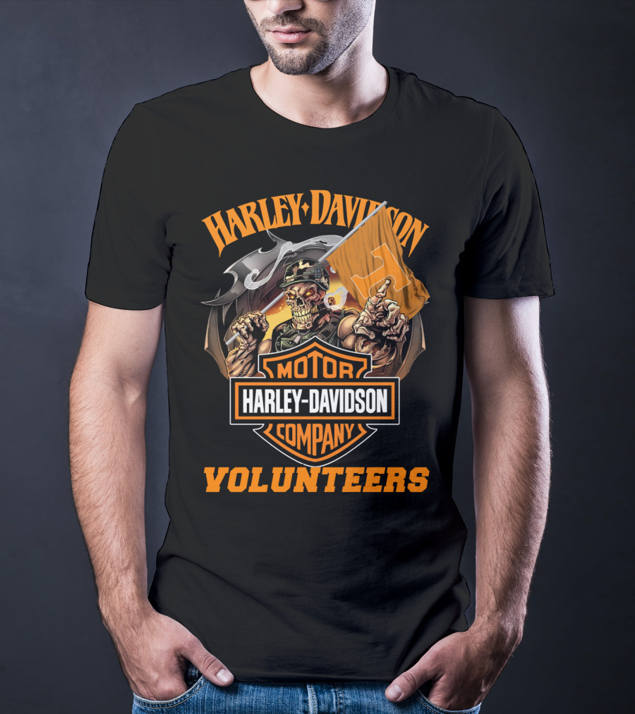 Harley Davidson Motor Company Tennessee Volunteers Skeleton T-Shirt