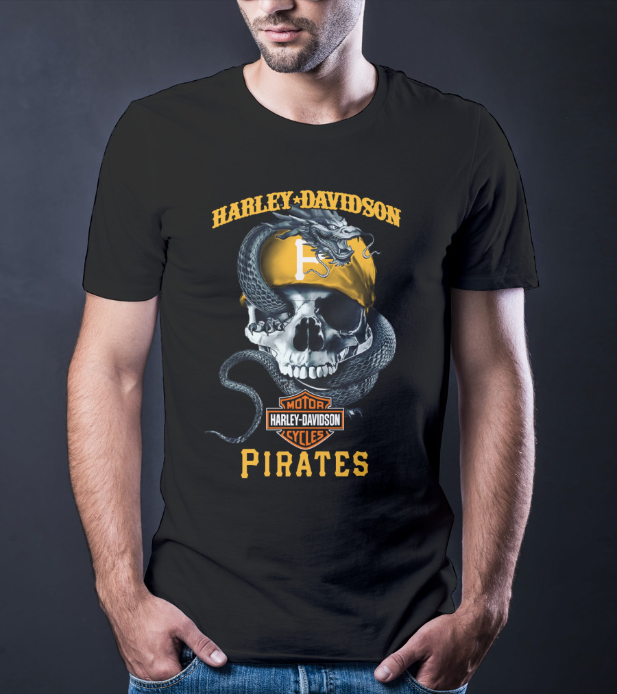 Harley Davidson Pirates Pittsburgh Skull And Snake T-Shirt