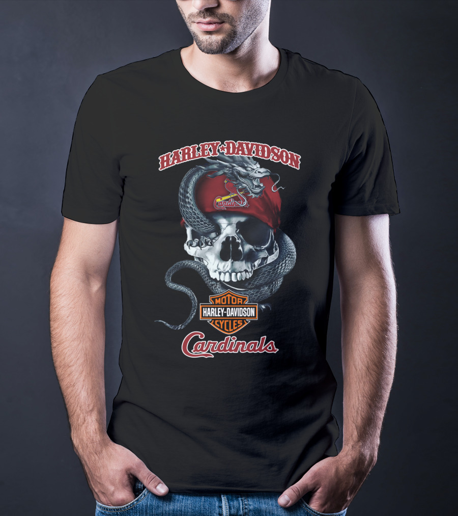 Harley Davidson St Louis Cardinals Skull Snake T-Shirt