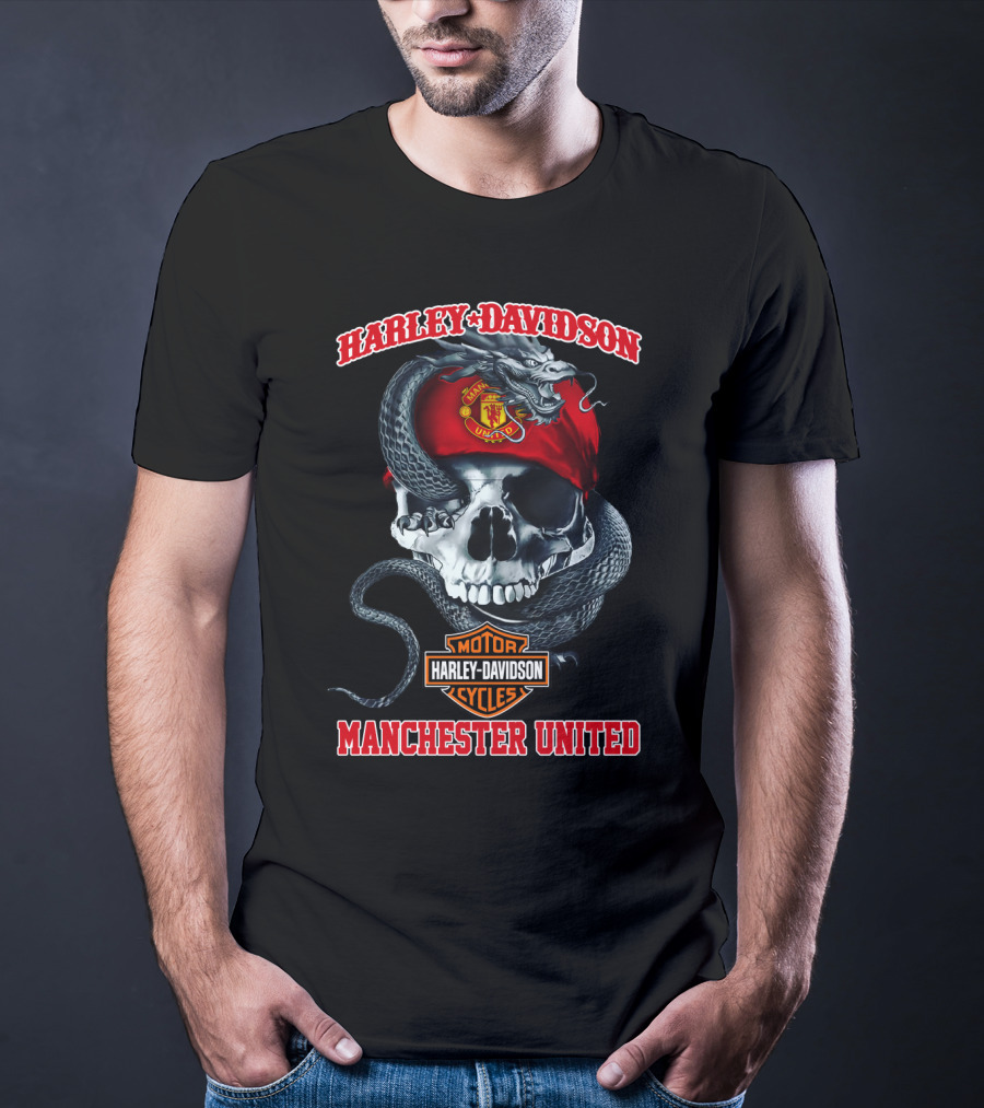 Harley Davidson Skull Snake Manchester United T-Shirt