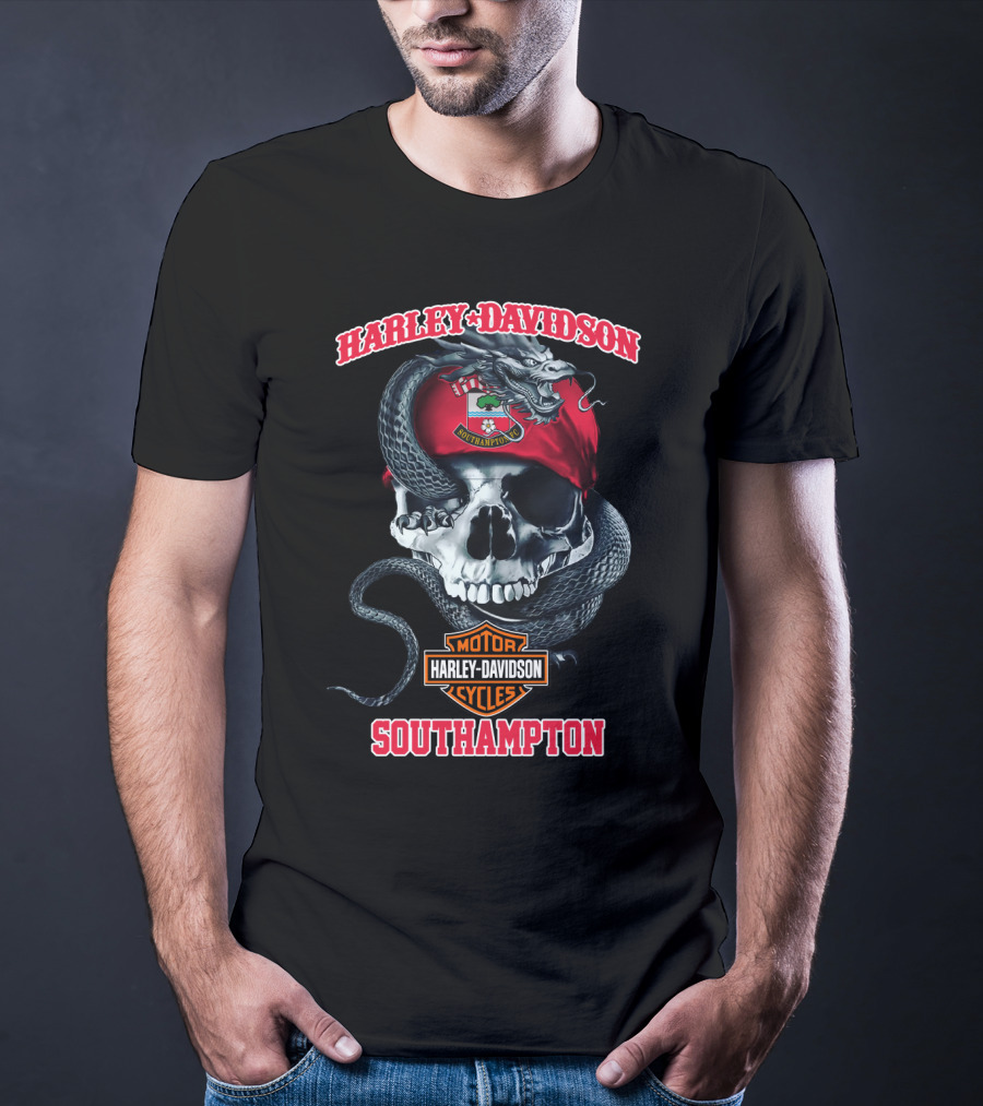 Harley Davidson Motor Cycles Skull Snake Southampton T-Shirt