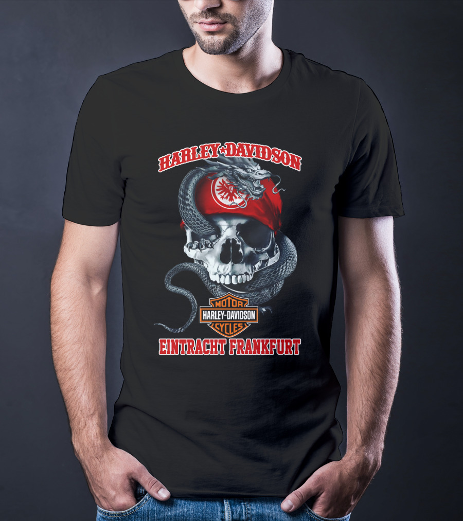 Harley Davidson Eintracht Frankfurt Skull Dragon Motor Cycles T-Shirt