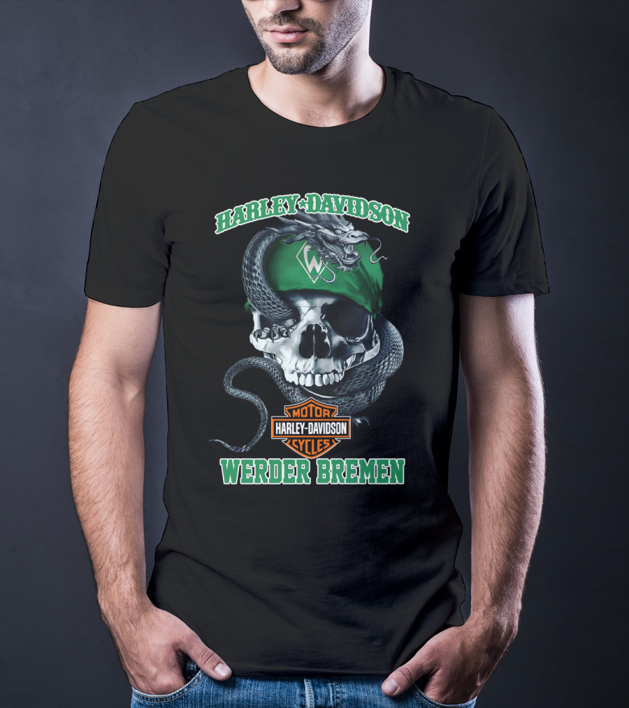 Harley Davidson Werder Bremen Skull Snake Motor Cycles T-Shirt