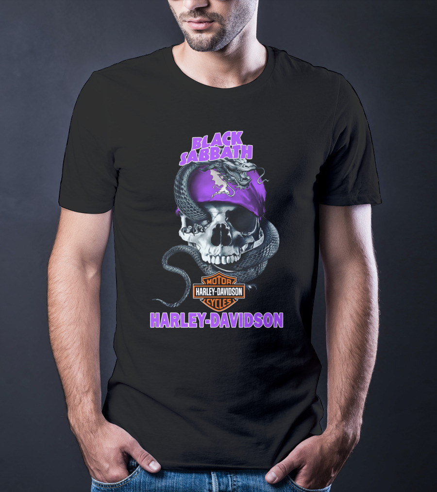 Black Sabbath Harley Davidson Skull Snake T-Shirt