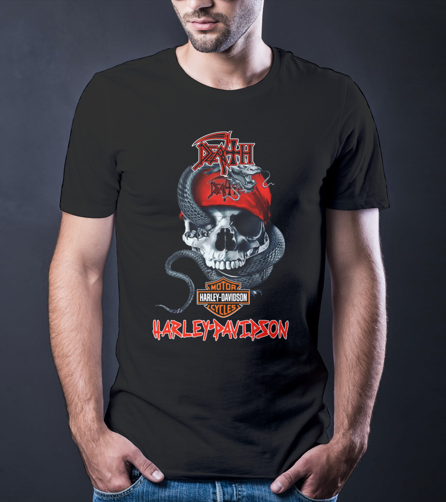Death Skull Snake Harley Davidson Motorcycles T-Shirt