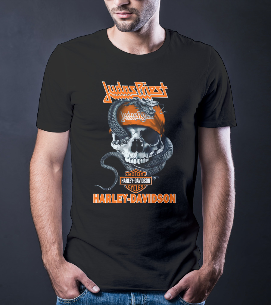 Judas Priest Harley Davidson Skull And Snake T-Shirt