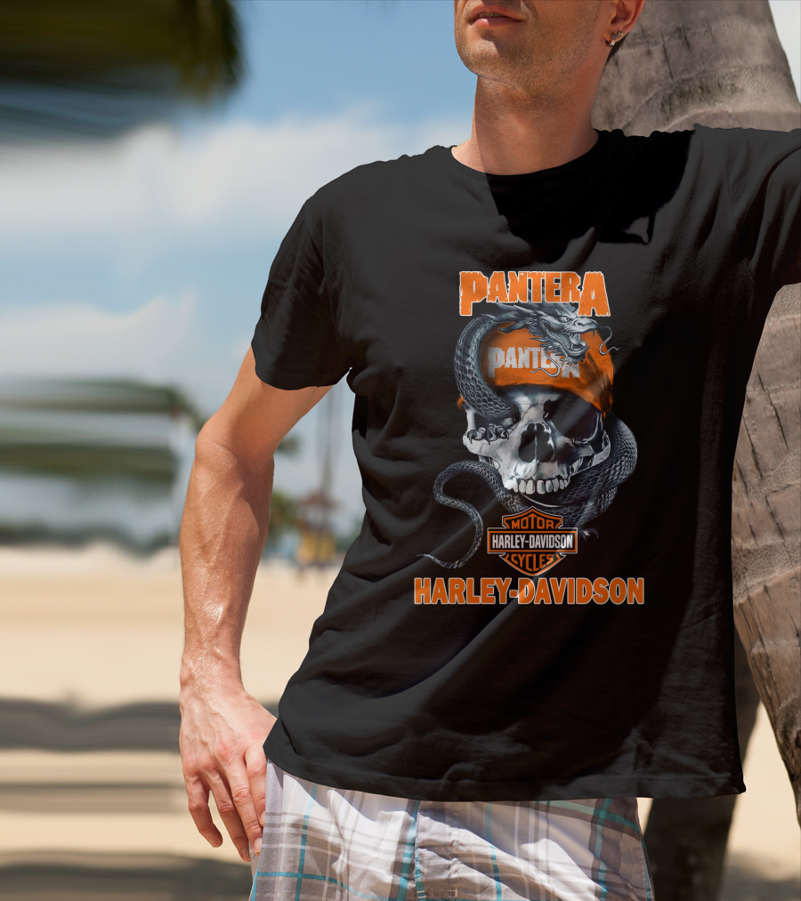 Pantera Harley Davidson Motorcycles Skull And Snake T-Shirt