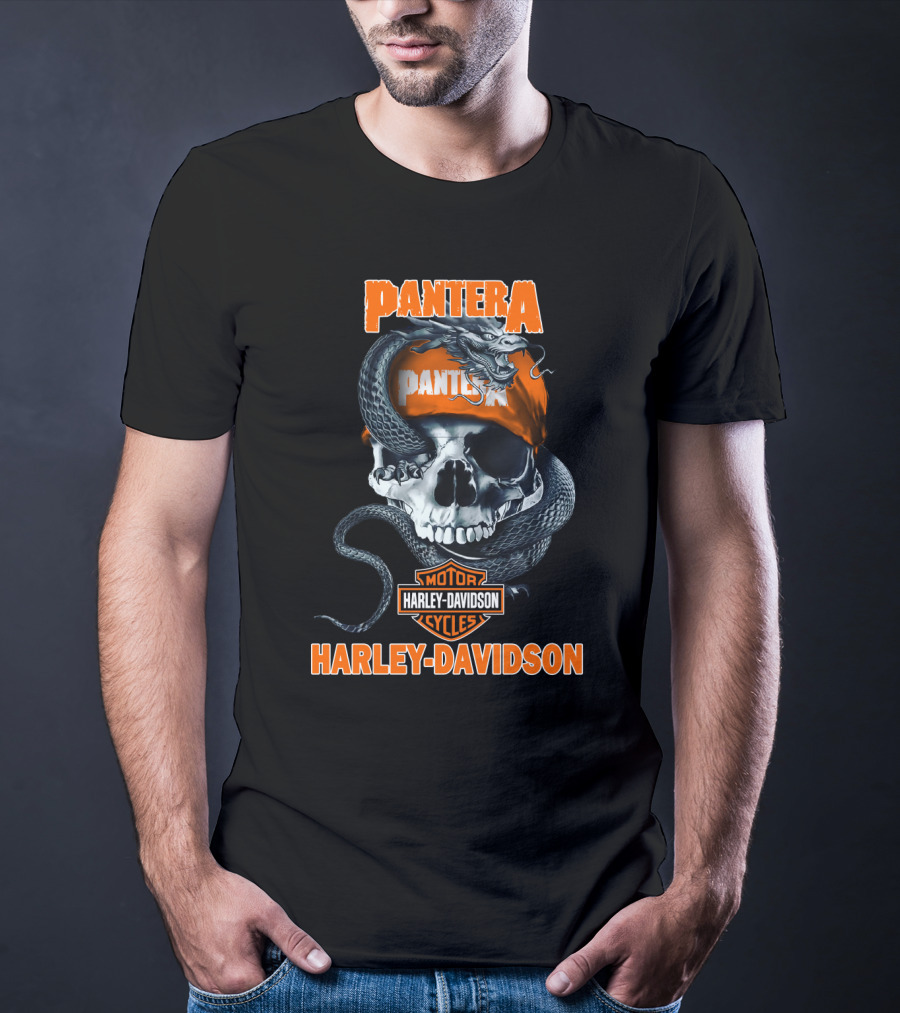 Pantera Harley Davidson Motorcycles Skull And Snake T-Shirt