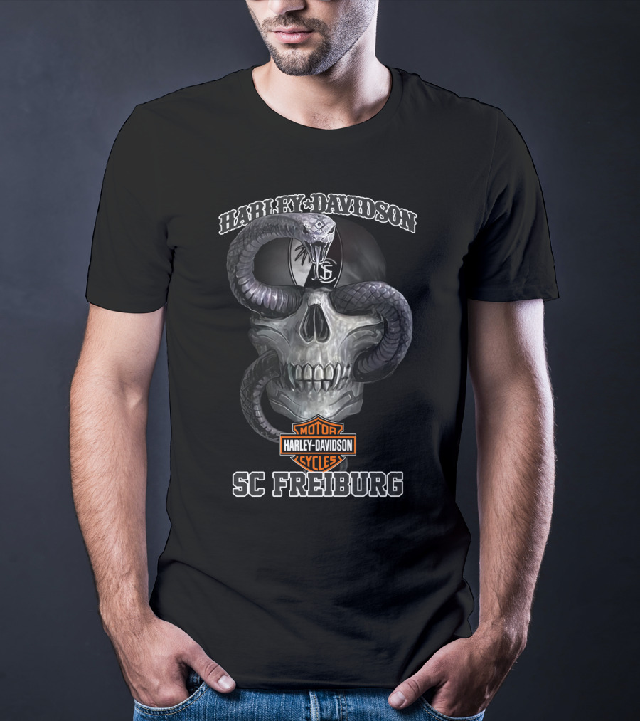 Harley Davidson Motor Cycles Skull Cobra Sc Freiburg T-Shirt
