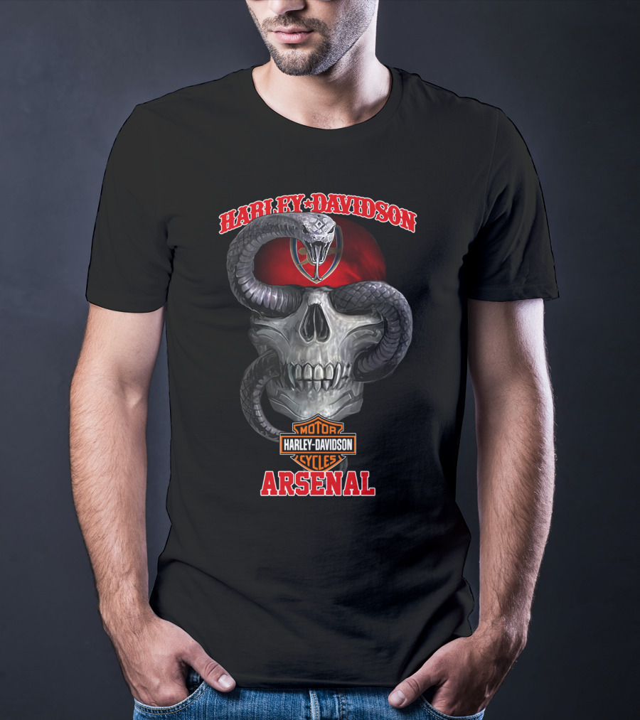 Harley Davidson Motorcycles Arsenal Skull And Snake T-Shirt