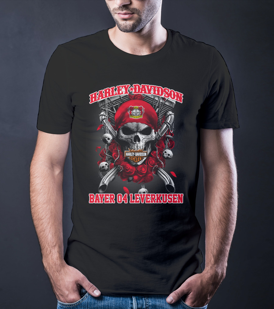 Harley Davidson Cycles Skull Bayer 04 Leverkusen T-Shirt