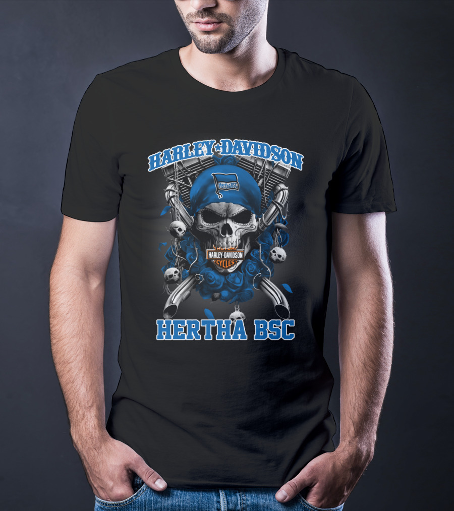 Harley Davidson Hertha Bsc Cycles Skull Flag T-Shirt