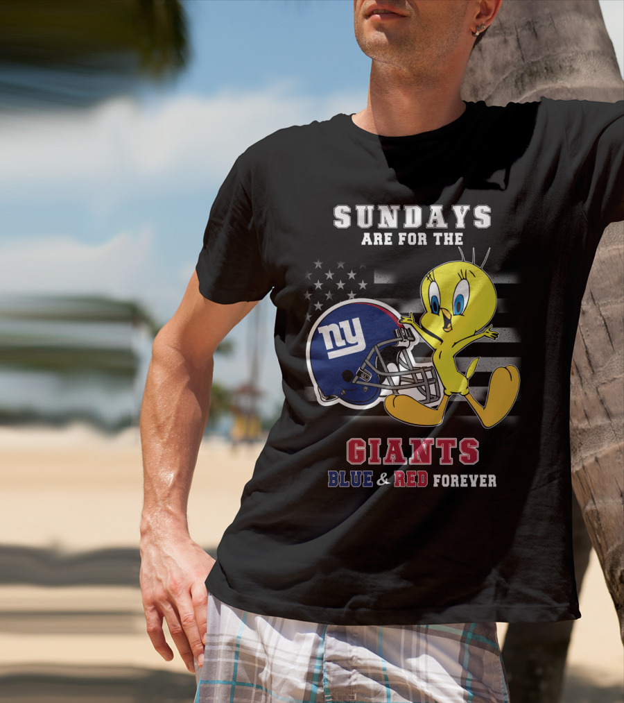 Sundays Are For The Giants Blue And Red Forever Tweety Football Helmet T-Shirt