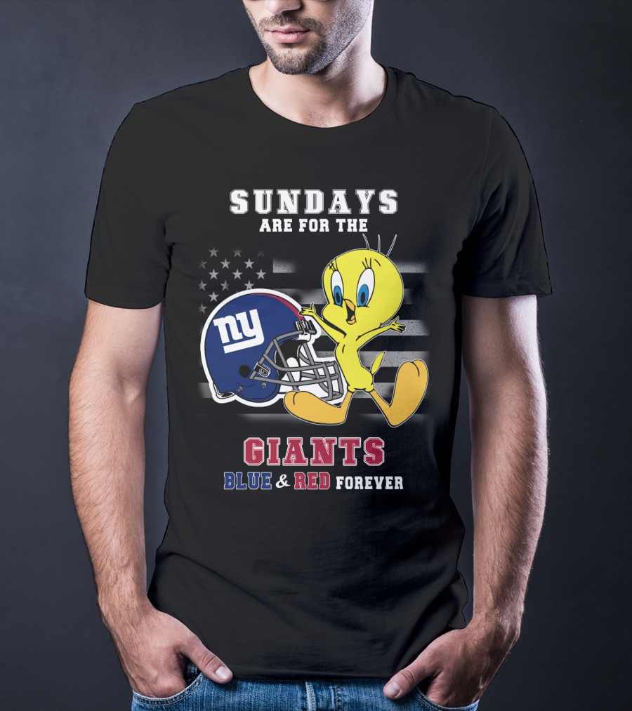 Sundays Are For The Giants Blue And Red Forever Tweety Football Helmet T-Shirt
