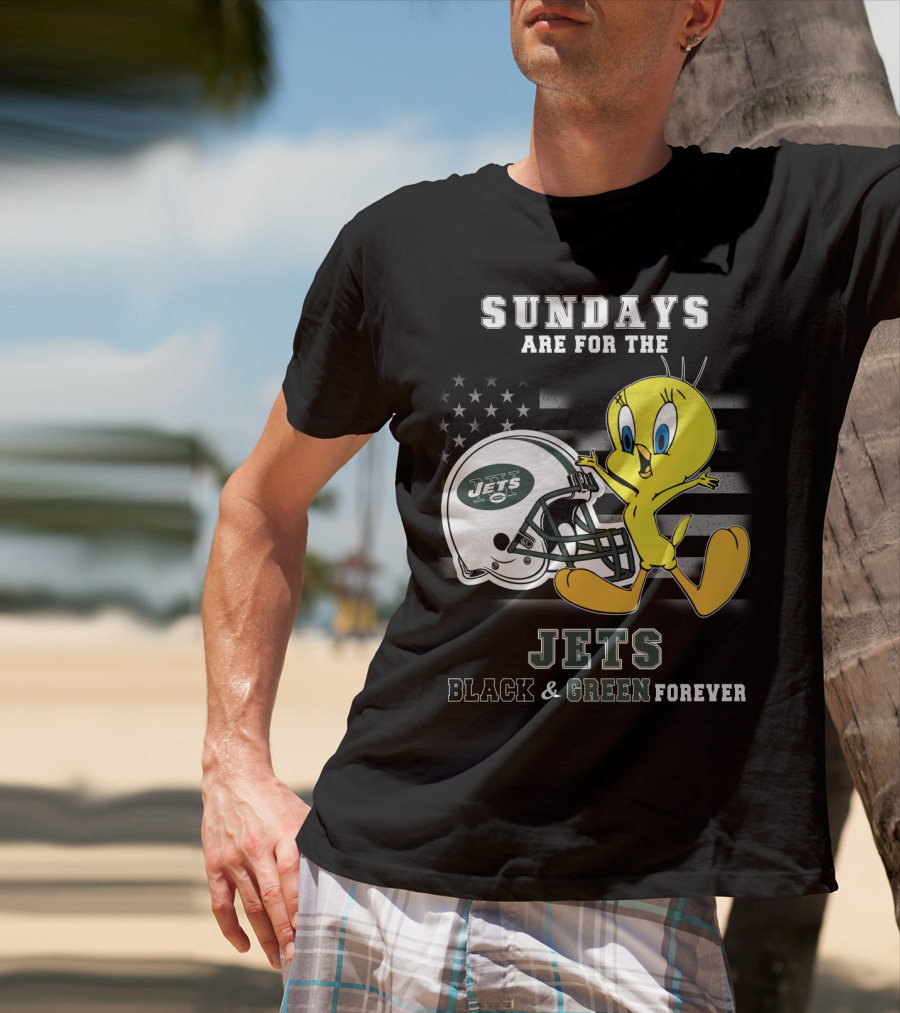 Sundays Are For The Jets Black & Green Forever Tweety T-Shirt