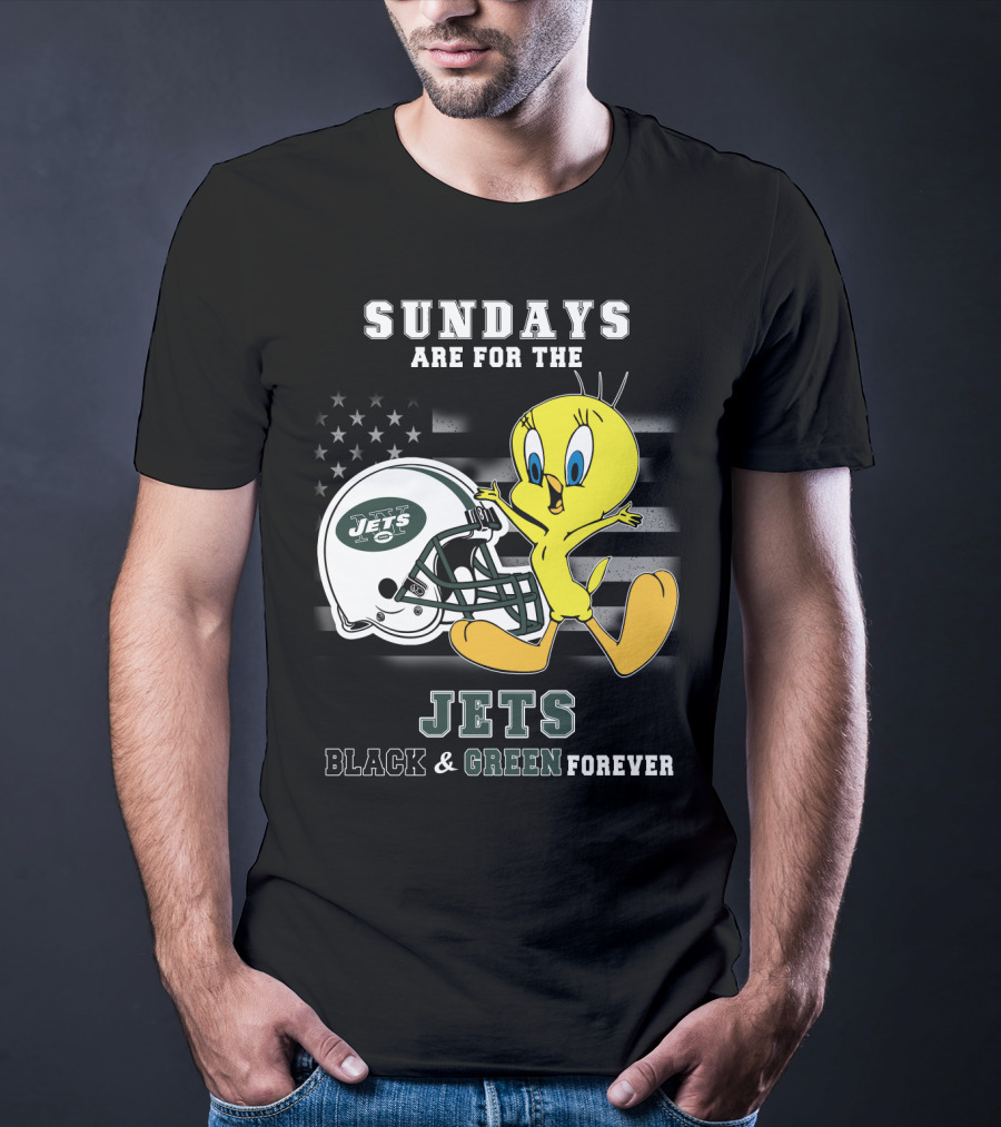 Sundays Are For The Jets Black & Green Forever Tweety T-Shirt