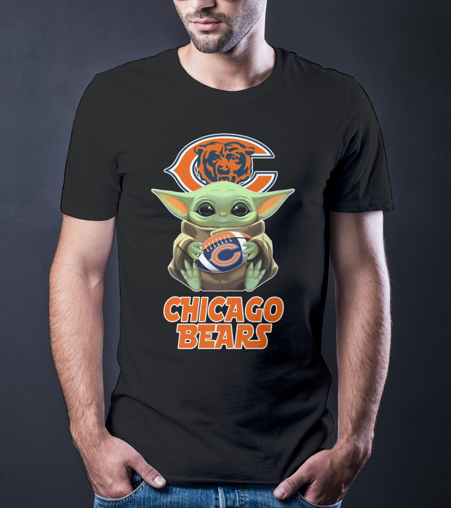 Chicago Bears Baby Yoda Football Fan T-Shirt