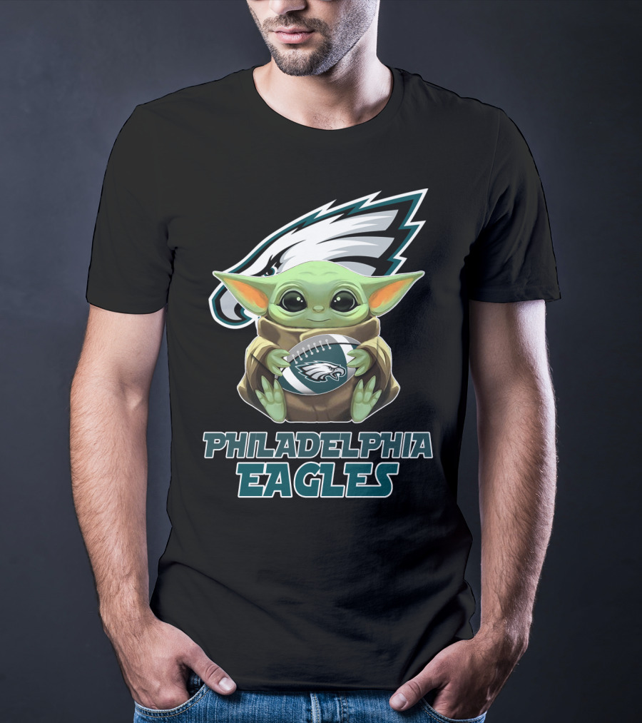 Philadelphia Eagles Baby Yoda Football T-Shirt