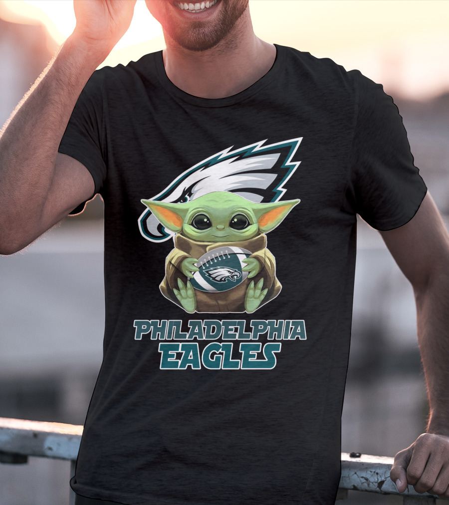 Philadelphia Eagles Baby Yoda Football T-Shirt