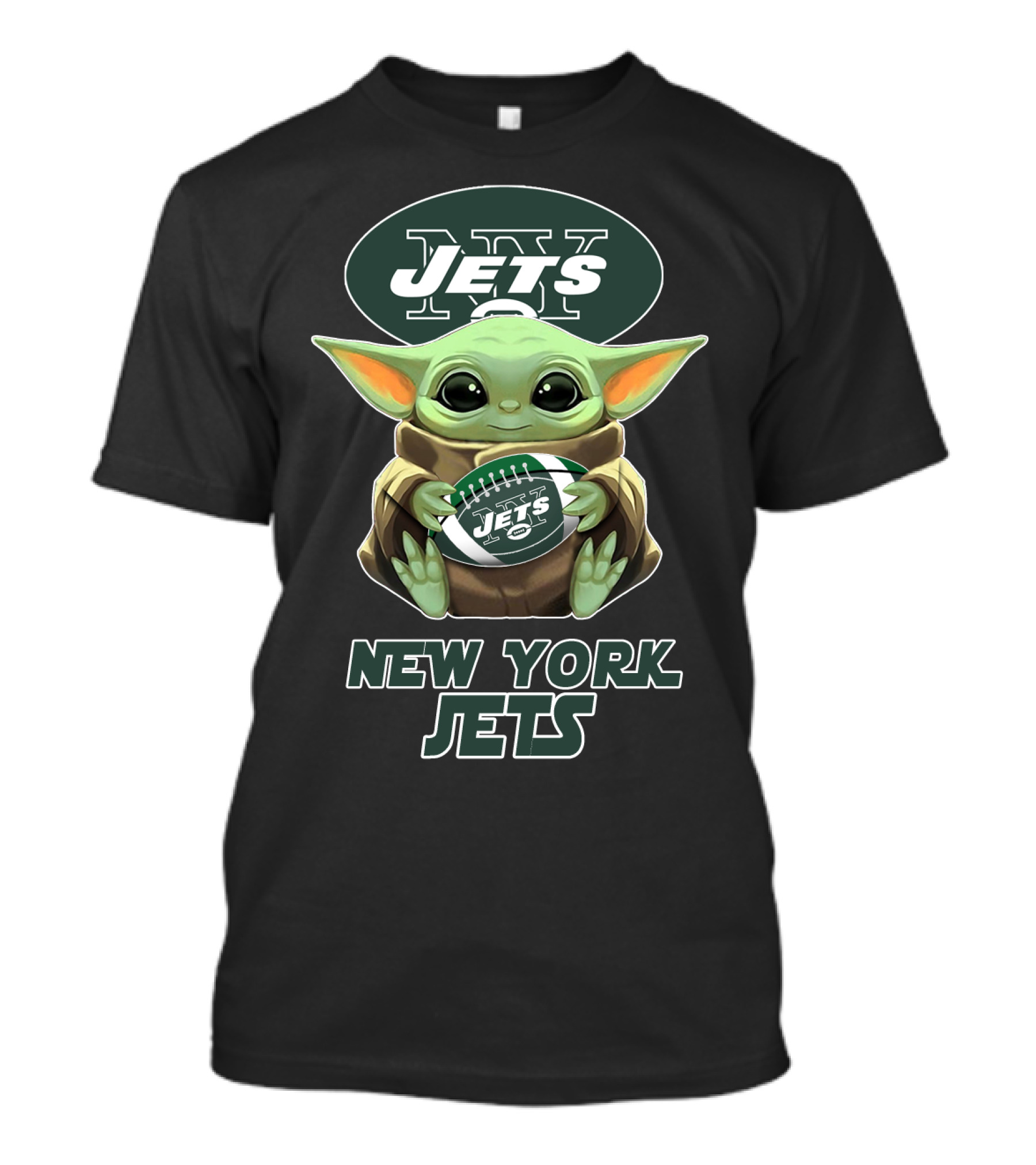 New York Jets Baby Yoda Football T-Shirt