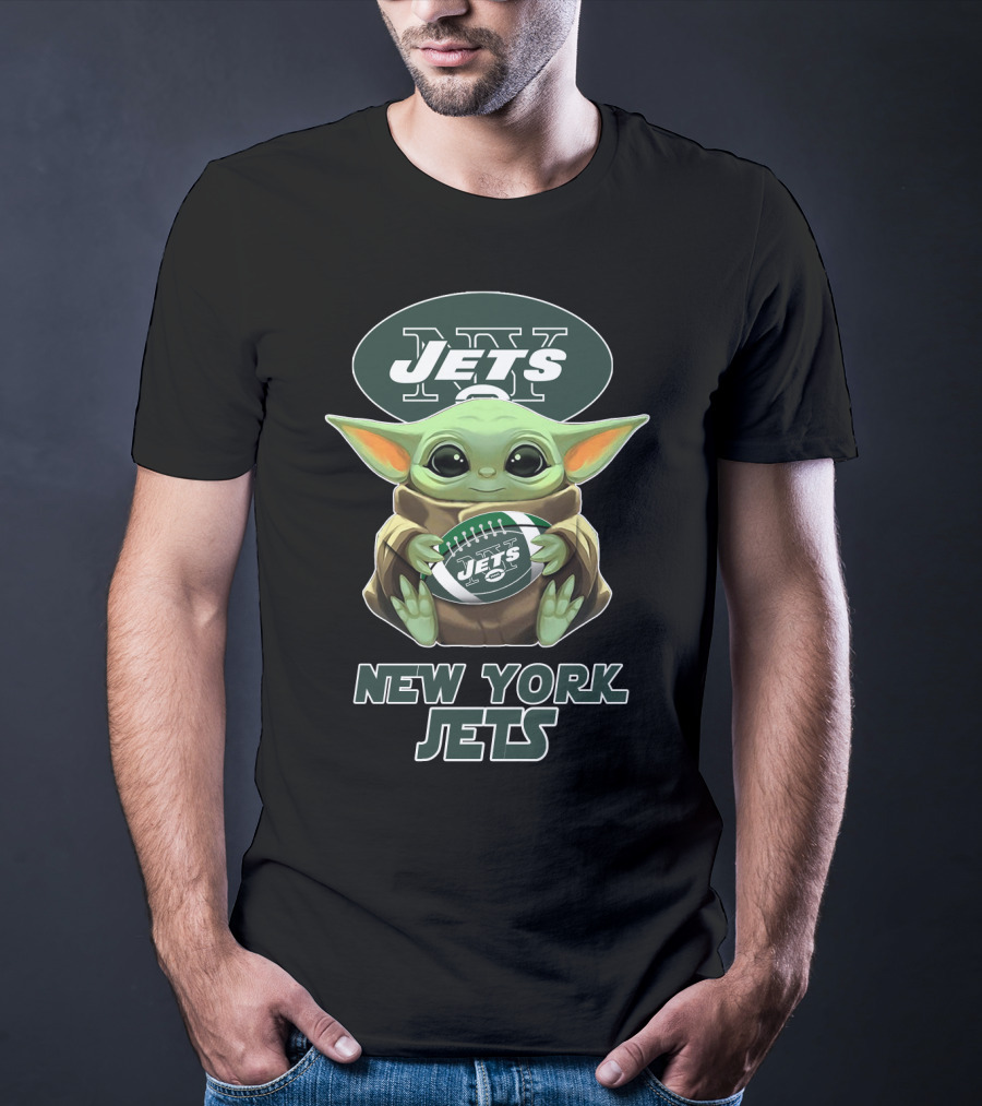 New York Jets Baby Yoda Football T-Shirt